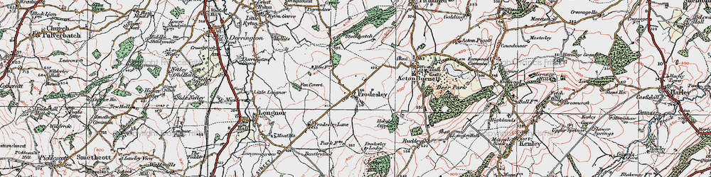 Old map of Frodesley in 1921