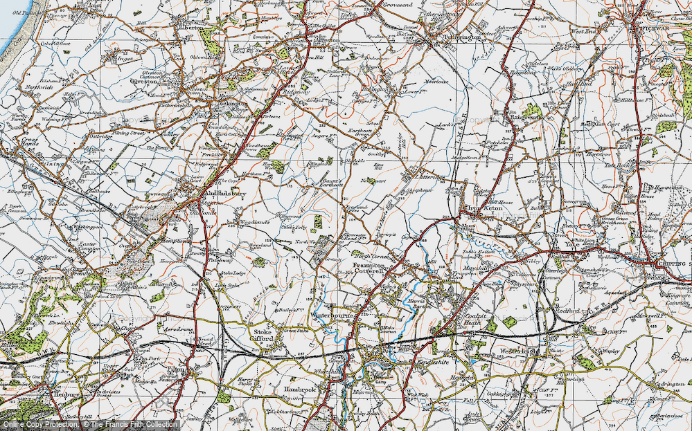 Old Map of Frogland Cross, 1919 in 1919