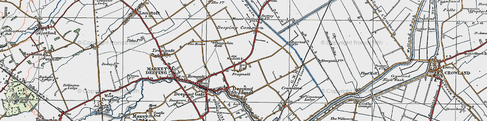 Old map of Frognall in 1922