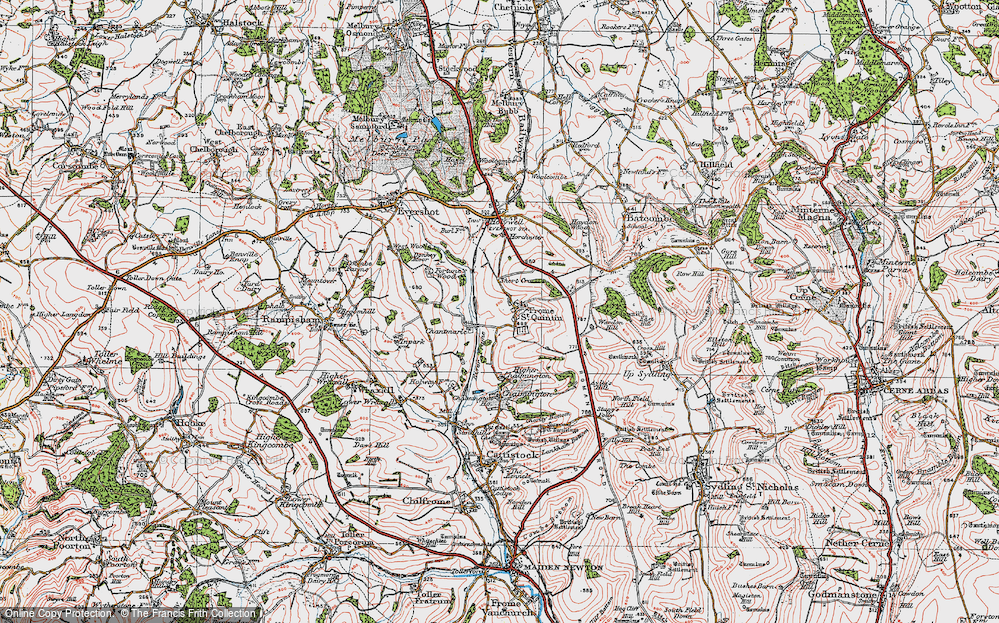 Old Map of Frome St Quintin, 1919 in 1919