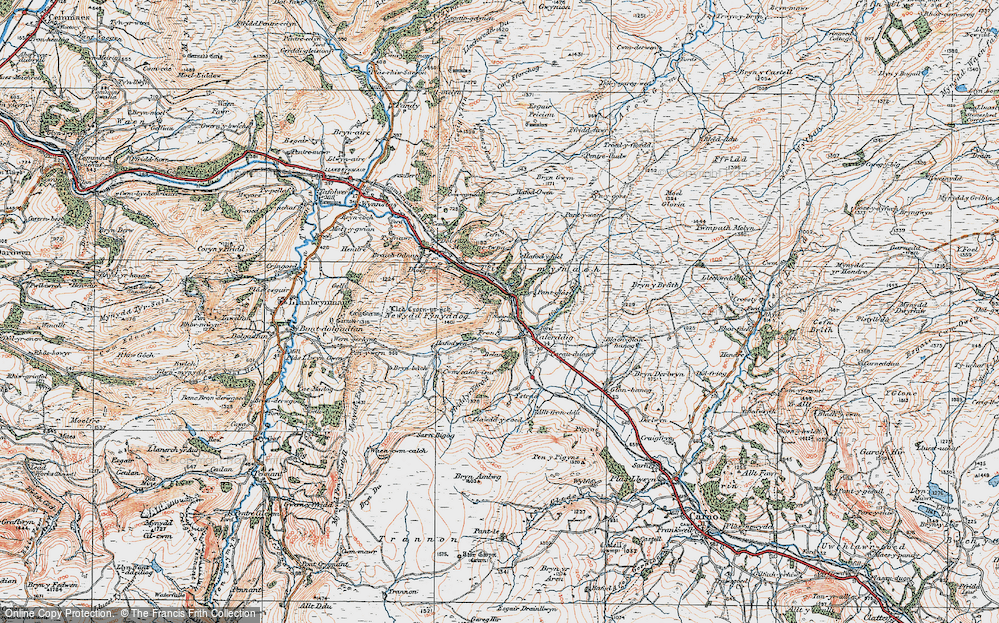 Old Map of Historic Map covering Ystrad in 1921