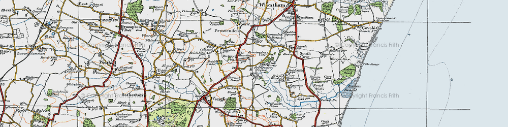 Old map of Frostenden Corner in 1921