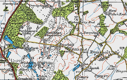 Old map of Woburn Abbey in 1919