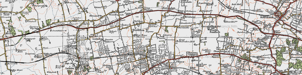 Old map of Fryerns in 1921
