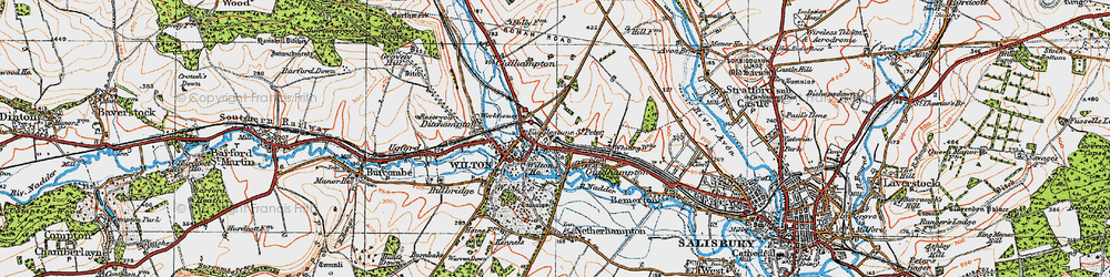 Old map of Fugglestone St Peter in 1919