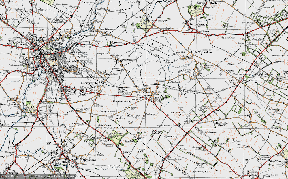 Old Map of Historic Map covering Limepit Hill in 1920