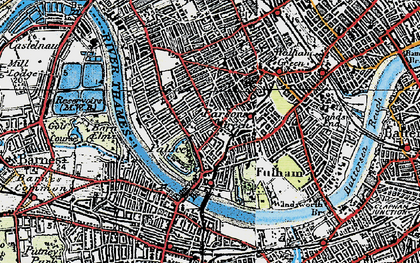 Old map of Fulham in 1920