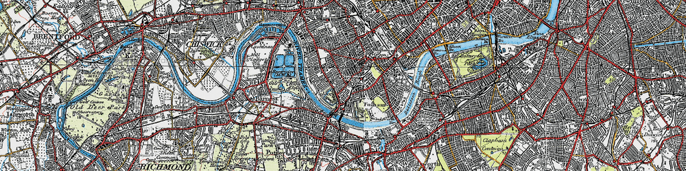 Old map of Fulham in 1920