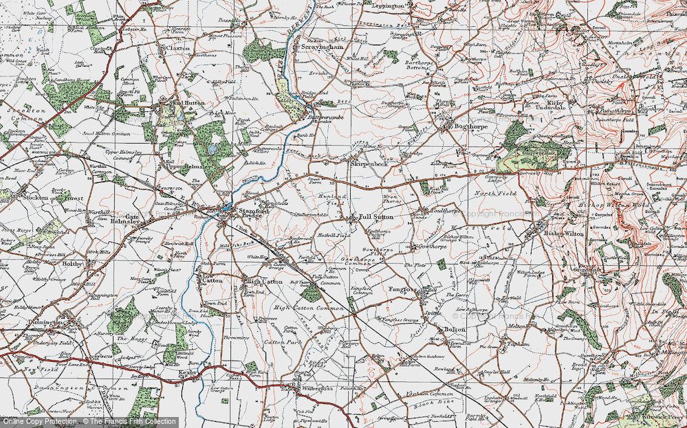 Old Map of Full Sutton, 1924 in 1924