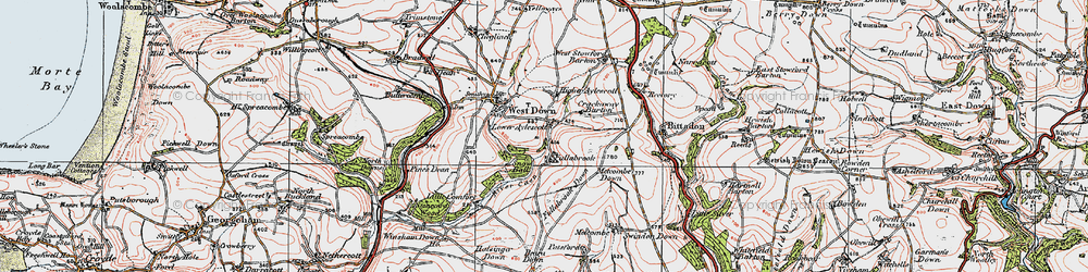 Old map of Fullabrook in 1919