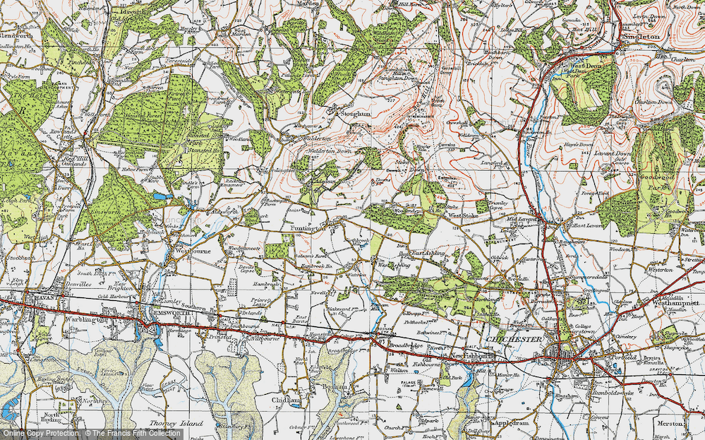 Old Map of Historic Map covering Adsdean Ho in 1919