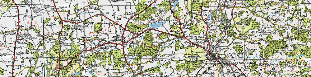 Old map of Furnace Wood in 1920
