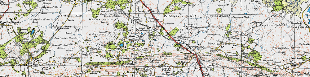 Old map of Furzebrook in 1919