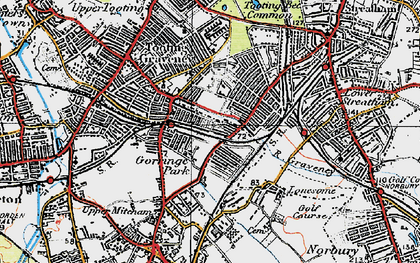 Old map of Furzedown in 1920
