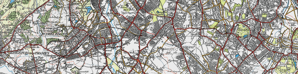 Old map of Furzedown in 1920