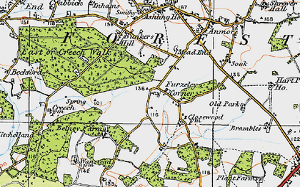 Old map of Furzeley Corner in 1919