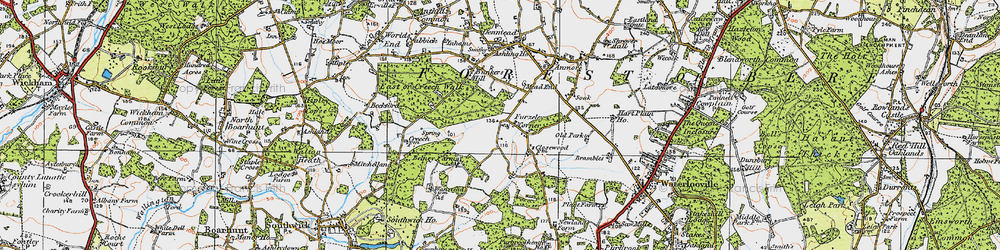 Old map of Furzeley Corner in 1919