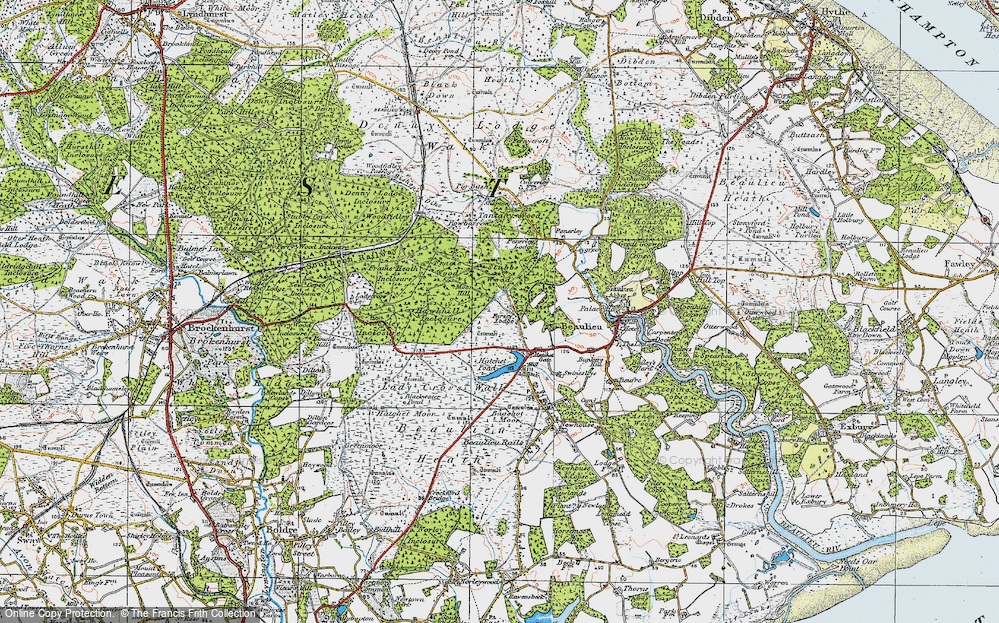 Old Map of Historic Map covering Ladycross Lodge in 1919