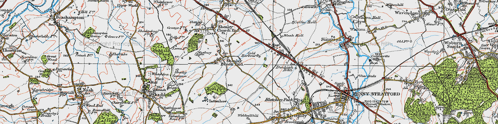 Old map of Furzton in 1919