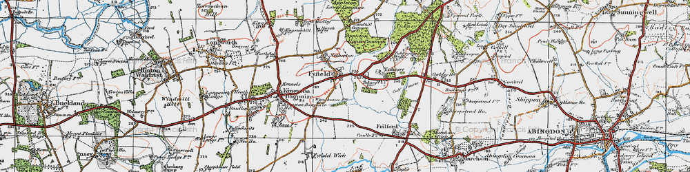 Old map of Fyfield in 1919