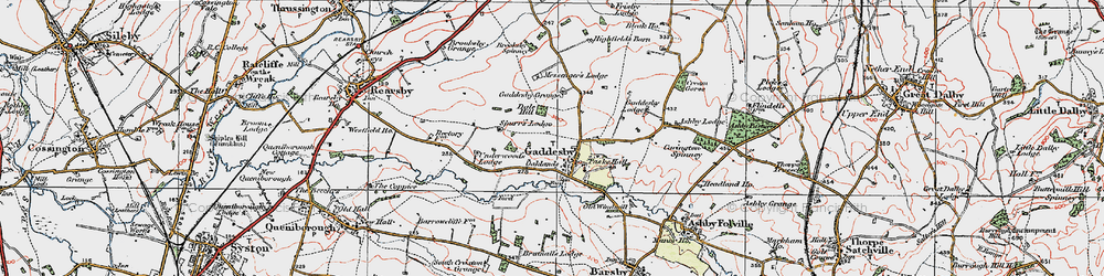 Old map of Gaddesby in 1921