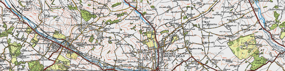 Old map of Gadebridge in 1920