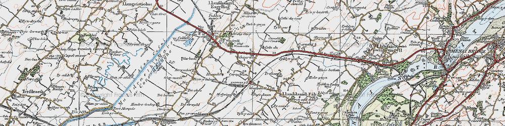 Old map of Gaerwen in 1922