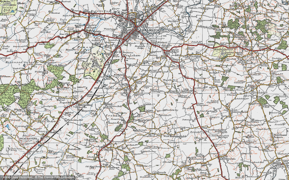 Old Map of Galleywood, 1921 in 1921