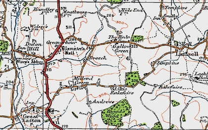 Old map of Gallows Green in 1919