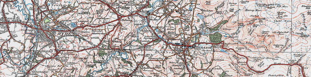Old map of Gamesley in 1924