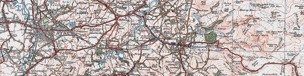 Old map of Dinting Vale in 1924