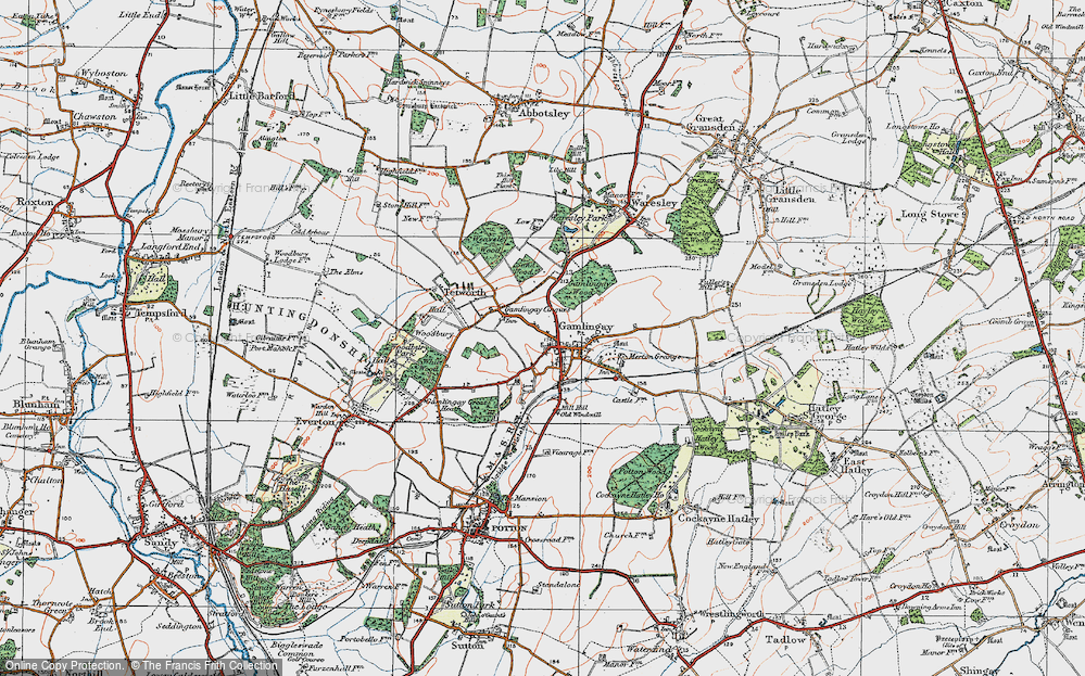 Old Map of Gamlingay, 1919 in 1919