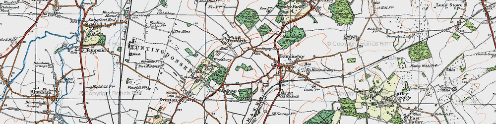 Old map of Gamlingay Cinques in 1919
