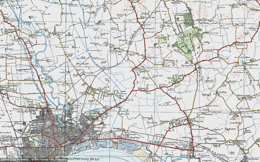Old Map of Ganstead, 1924 in 1924