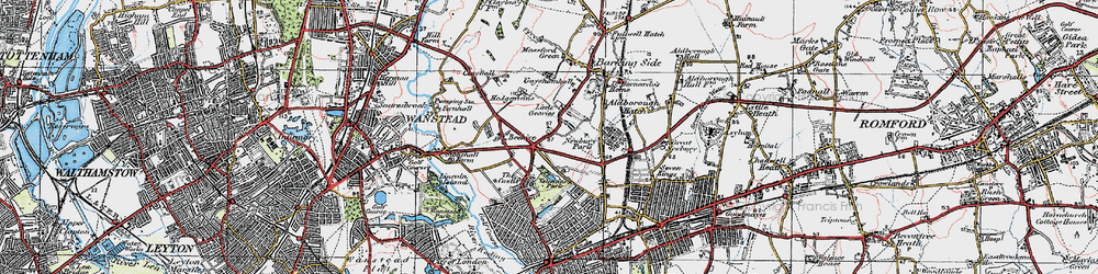 Old map of Gants Hill in 1920