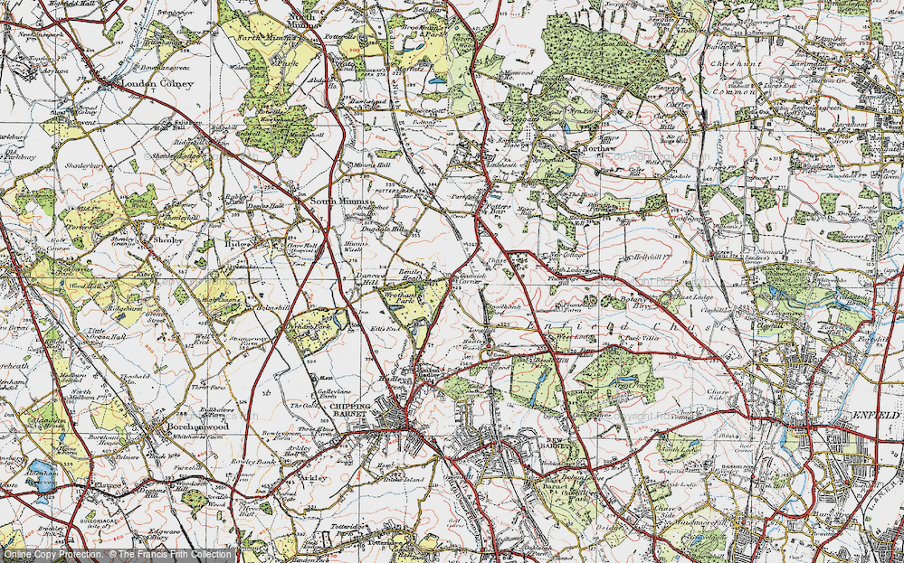 Old Map of Ganwick Corner, 1920 in 1920