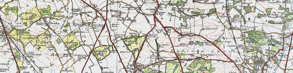 Old map of Ganwick Corner in 1920