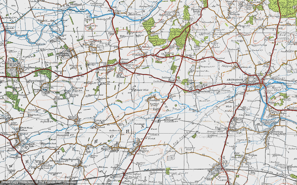 Old Map of Historic Map covering Fyfield Wick in 1919