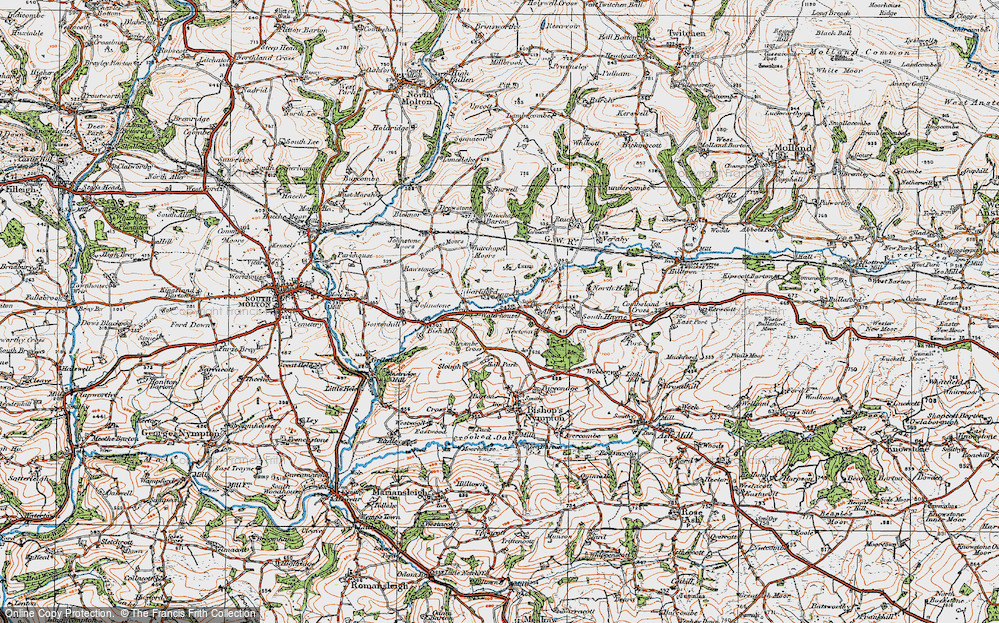 Old Map of Historic Map covering Whitechapel Moors in 1919