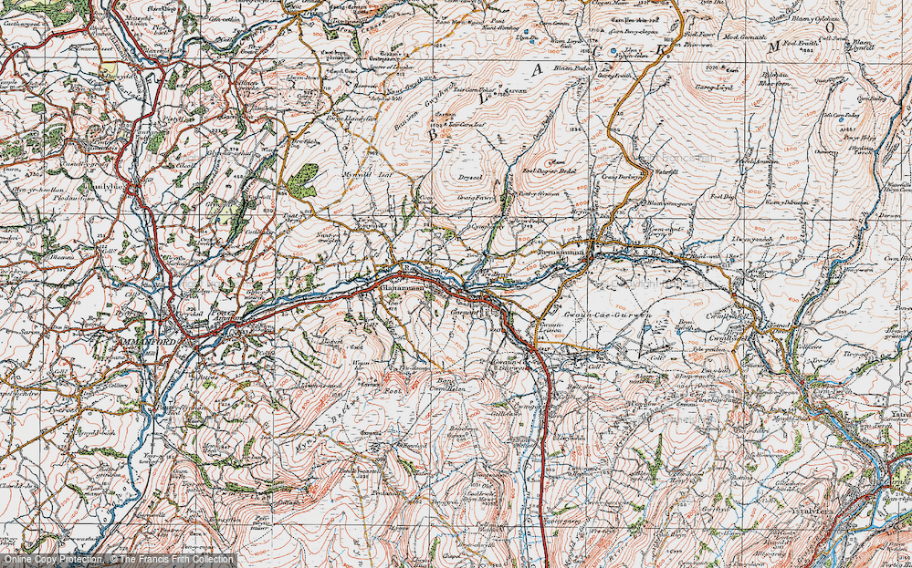 Old Map of Historic Map covering Banc Cwmhelen in 1923