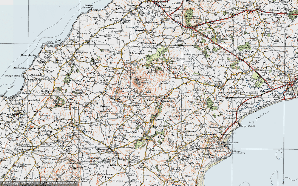 Old Map of Historic Map covering Tyddyn Singrig in 1922