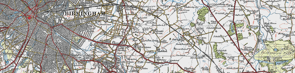 Old map of Garrets Green in 1921