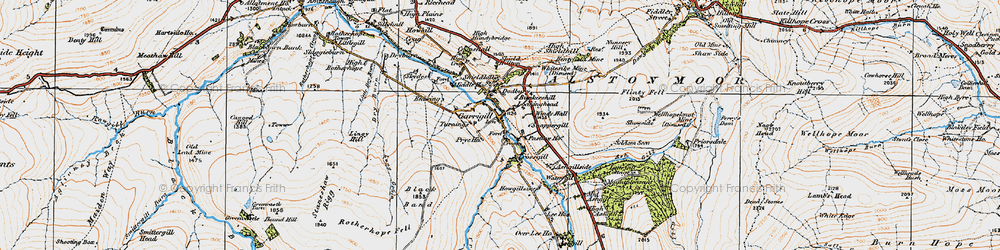 Old map of Garrigill in 1925