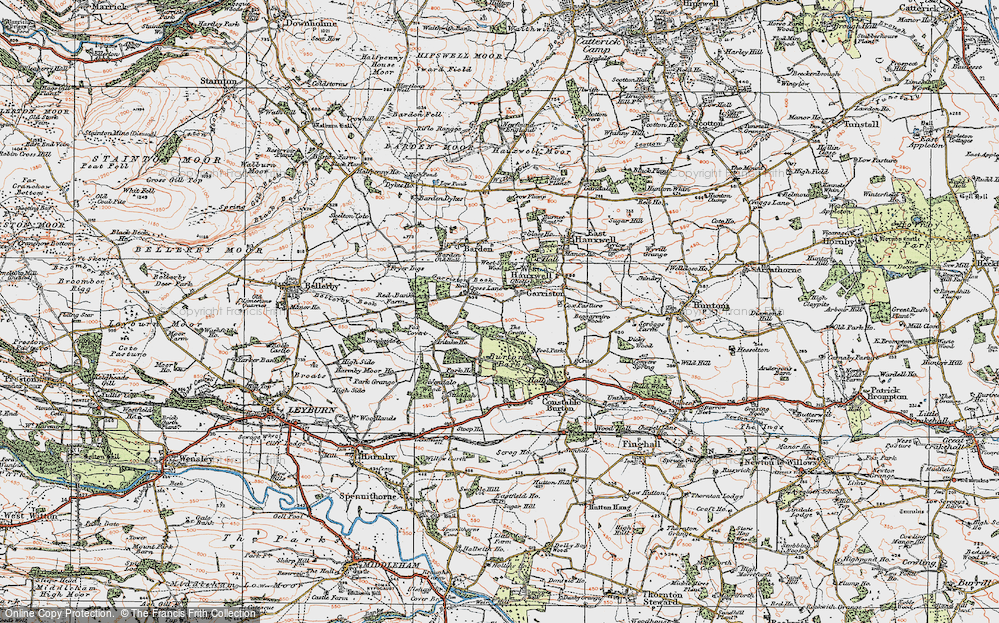 Old Map of Historic Map covering Wham, The in 1925