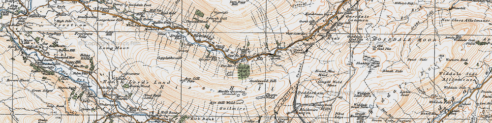Old map of Aye Gill Pike in 1925