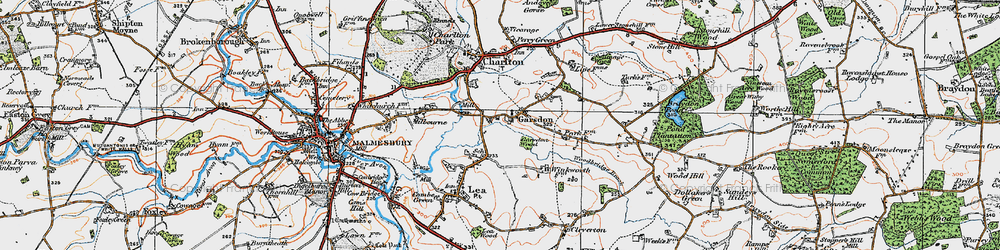 Old map of Garsdon in 1919