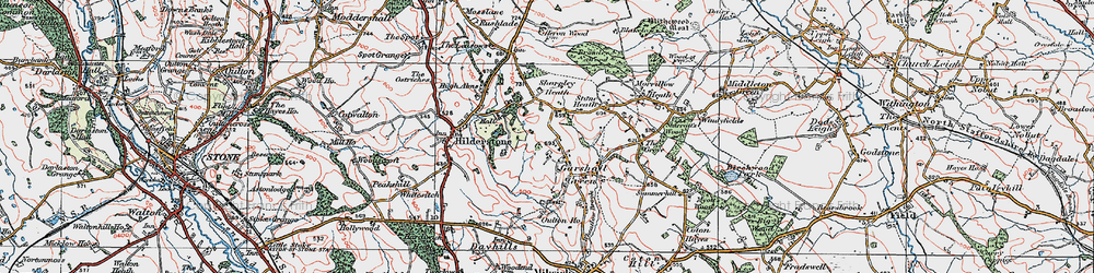 Old map of Garshall Green in 1921
