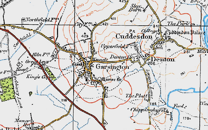 Old map of Garsington in 1919