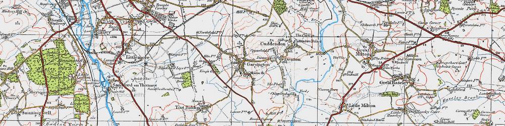 Old map of Garsington in 1919