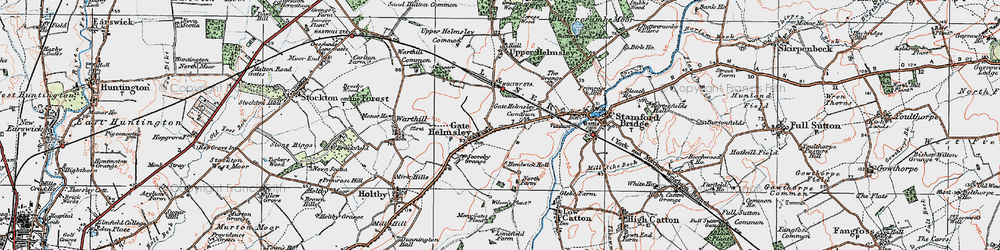 Old map of Gate Helmsley in 1924